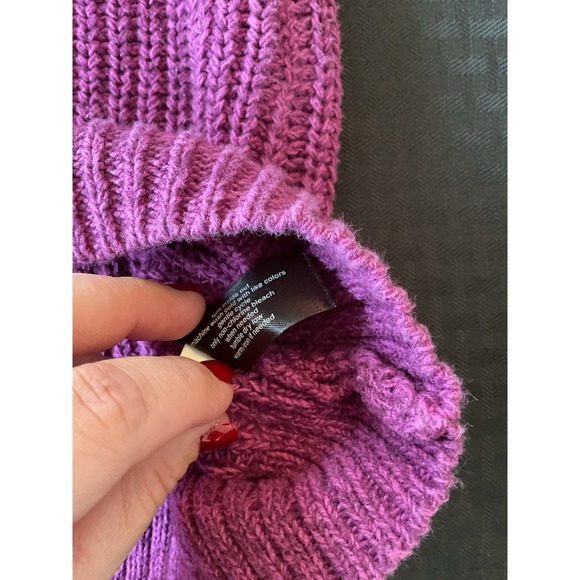 Lane Bryant Women's 22/24 Mauve Burgundy V Neck Cable Knit Sweater Slit Sleeves - Picture 5 of 11